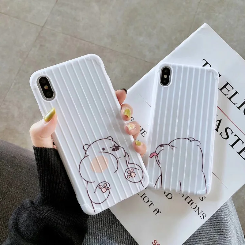 

Suitcase Phone Case For Apple iPhone 7 8 X XR XS Max Soft Silicone Cute We Bare Bears Back Cover For iPhone 6 6S 7 8 Plus Case