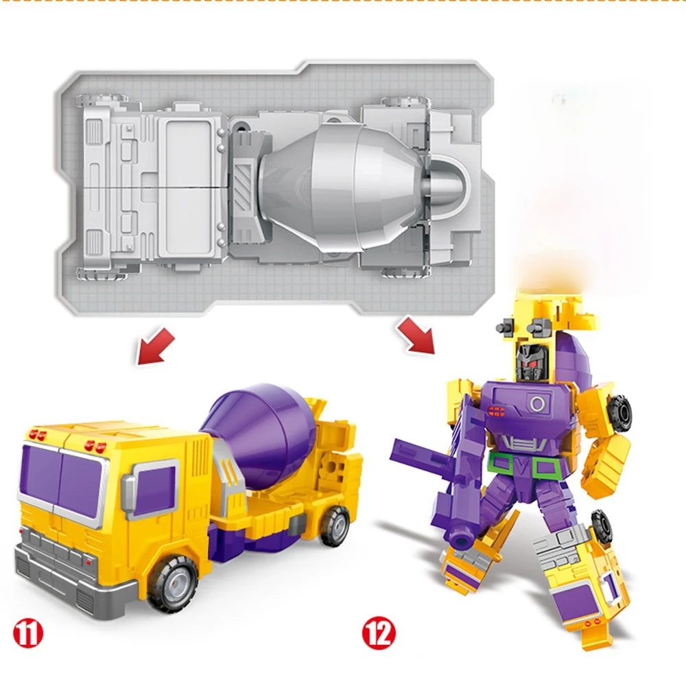 Figura de Ação 6 em 1 Transformação Robô Brinquedo Veículo Modelo Carro Guindaste Montagem Deformação Menino 8 Transformação robô brinquedo 6 em 1 veículo