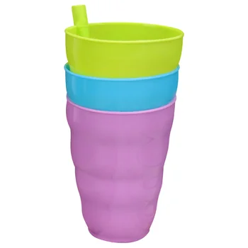 

3Pcs Straw Cup Creative Juice Plastic Drinking Mug Without Lid for Water Juice Coffee (Random Color)