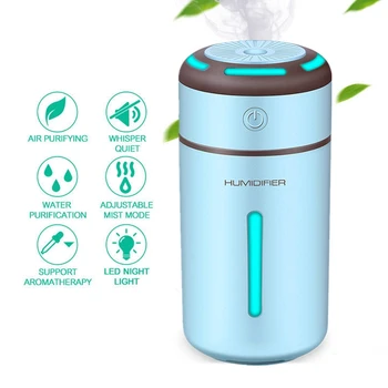 

HANCHAN Cup Mini Air Humidifier USB LED Light Flower Aroma Fragrance Aromatherapy Diffuser Air Purifier Essential Oil 230ml