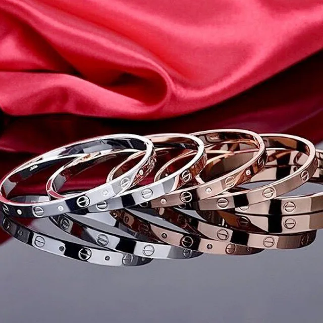 

Elegant Stainless Steel Silver Screw Bangle For Women Bracelets & Bangles Female Gold Luxury Jewelry Gift Pulseiras Femininas