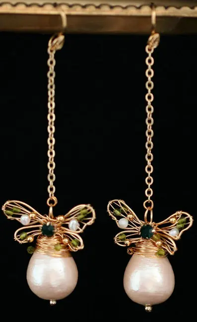 earring 1 SINZRY уникальный ручной обмотки жемчужное колье ожерелье браслет серьги кольцо ювелирные изделия аксессуар - Окраска металла: earring 1