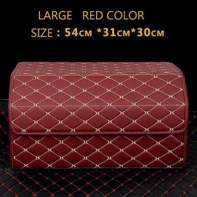 LARGE RED E-FOUR Автомобильный задний ящик для хранения из искусственной кожи, большой размер, коробка для багажников, большая, легкая установка, для хранения автомобилей, для уборки, водонепроницаемые аксессуары для автомобиля - Цвет: LARGE RED