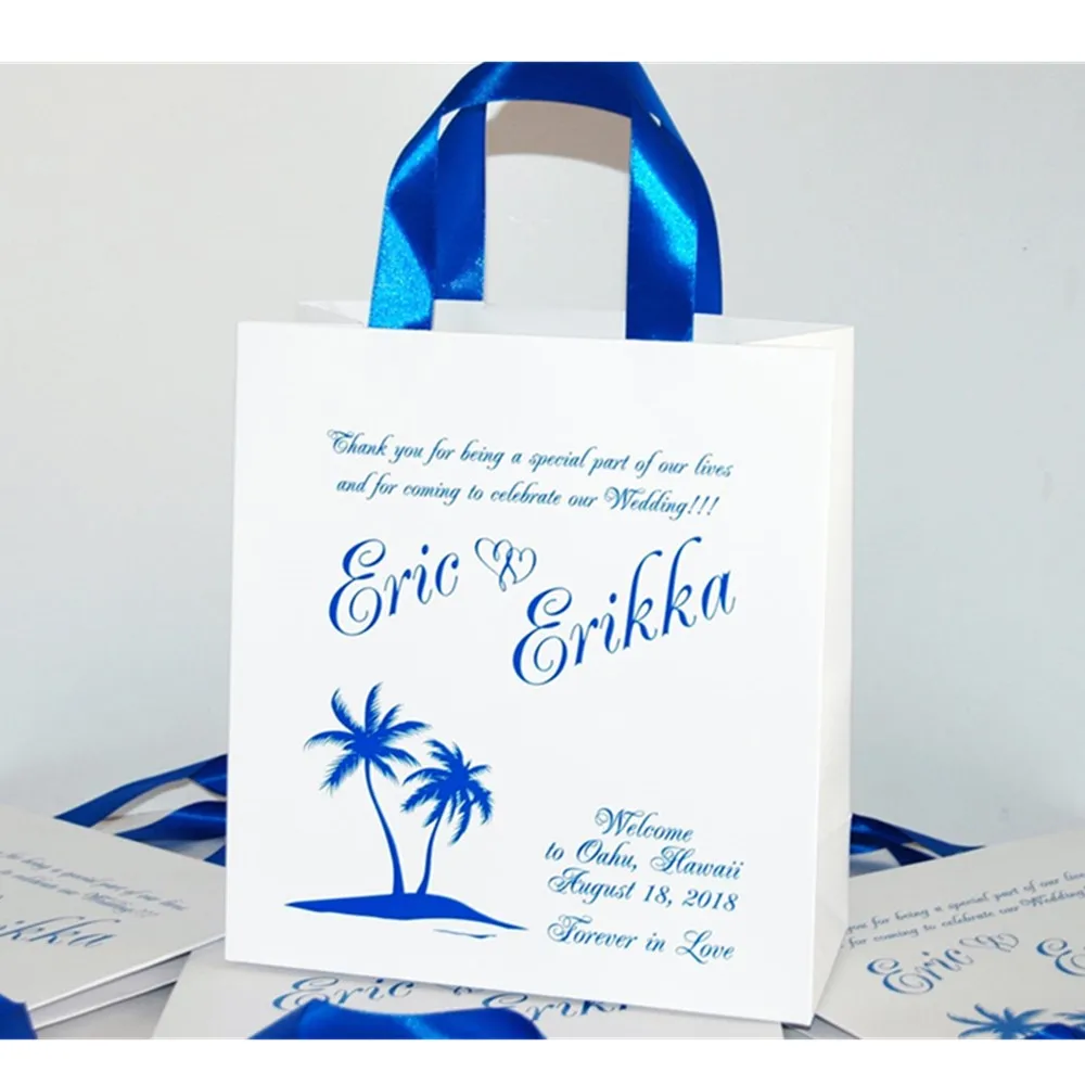 Personalized Royal Blue & Gold Birthday Party Favor Bags for guests with  satin ribbon and your name, 50th Anniversary gift bag - AliExpress