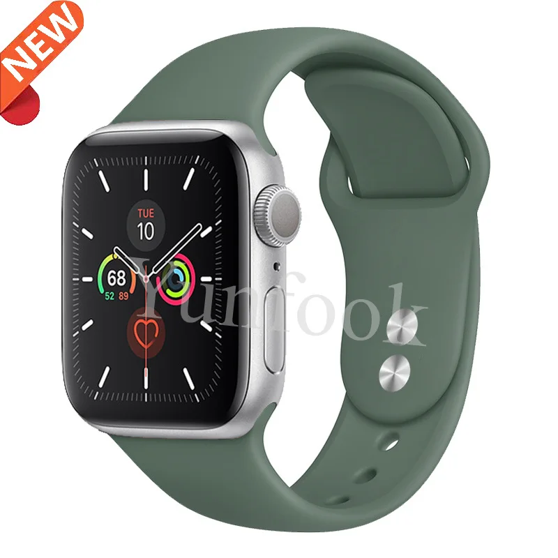 pine green Ремешок для Apple Watch 38 мм 42 мм iWatch 4 ремешок 44 мм 40 мм спортивный силиконовый ремень браслет correa Apple watch 5 4 3 2 аксессуары - Цвет ремешка: pine green