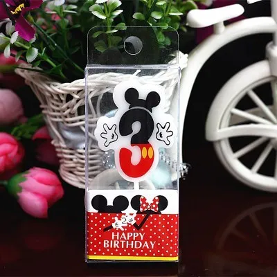 Горячая День рождения номер 0-9 свечи мультфильм Микки Минни Маус Свеча на торт ко дню рождения торт украшения для кексов вечерние украшения - Цвет: Mickey 3