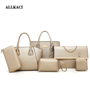 

6pcs Set Tote Handbags Shoulder Bag Women Pouch Wallets for Fashion Ladies Gifts Designer 2018 Ladies PU Leather Handbags