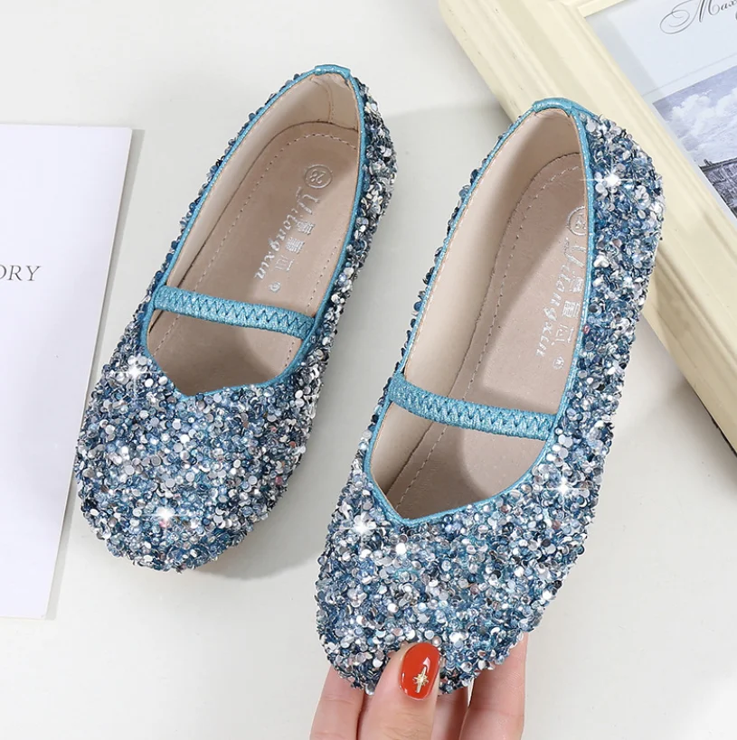 New Spring Children Princess Shoes Girls Sequins Girls Wedding Party Kids Dress Shoes for Girls School Sandals EU Size 24-36
