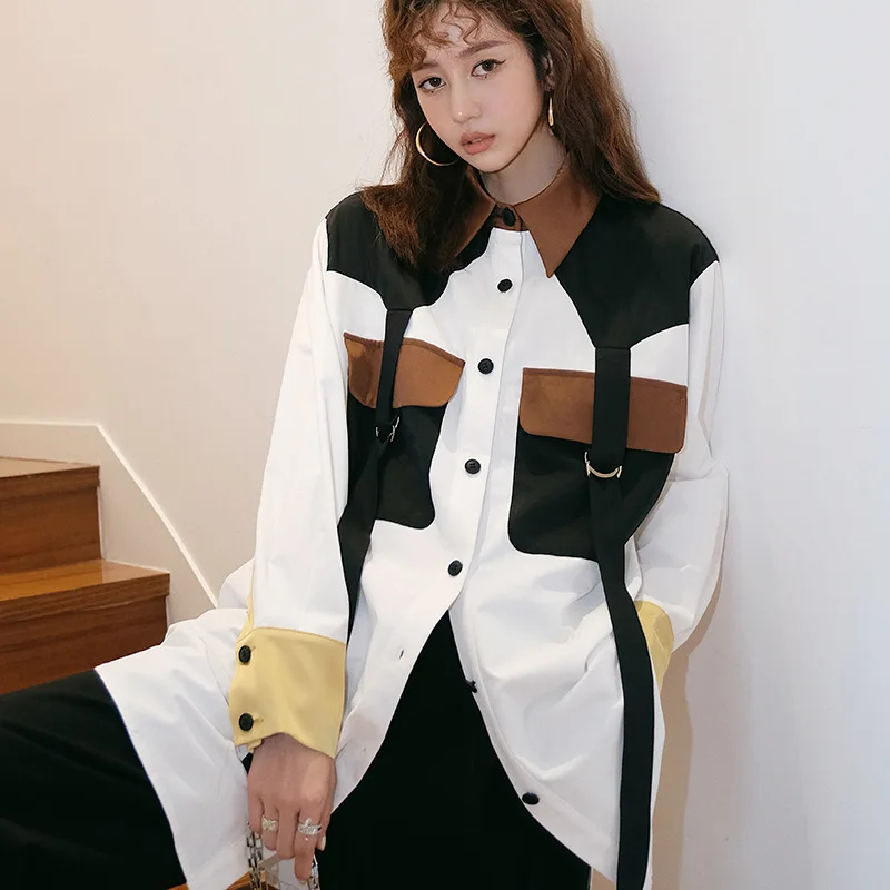 LANMREM 2020 autumn fashion street wear loose turn