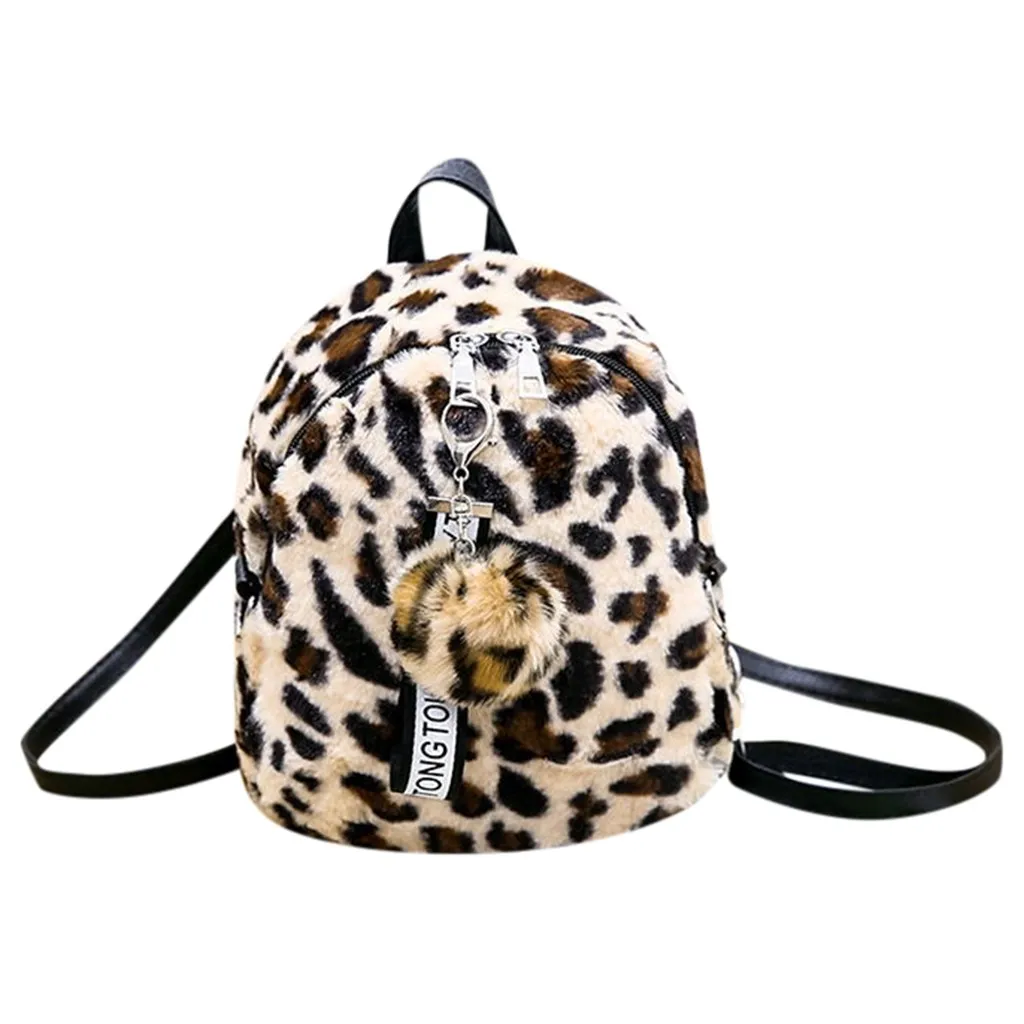 Beige Мини-рюкзаки с леопардом Mochila, Женская шерстяная сумка на цепочке, маленькая квадратная сумка на плечо для девочек-подростков, рюкзак# A - Color: Beige