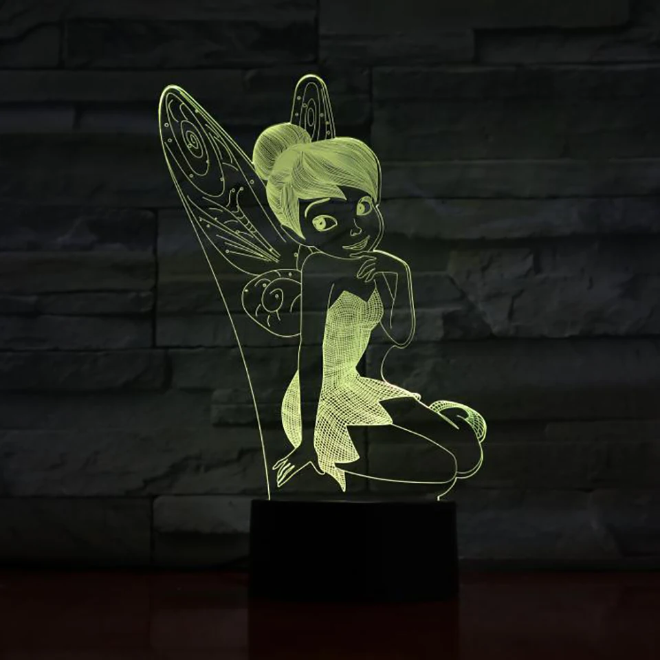 Новинка, настольная лампа, 3D светодиодный светильник Angel Girl, визуальный светильник, 7 цветов, моделирующий светильник, USB, креативный ночной Светильник для сна, подарки для детей
