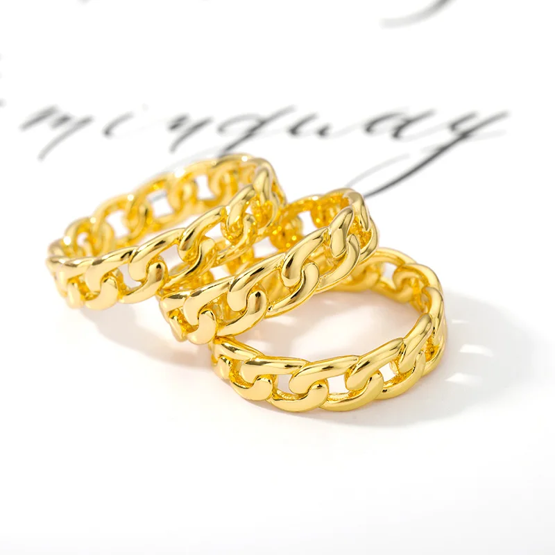Finger Ring Stainless Steel Ring Cuban Chain Shape For Women Men