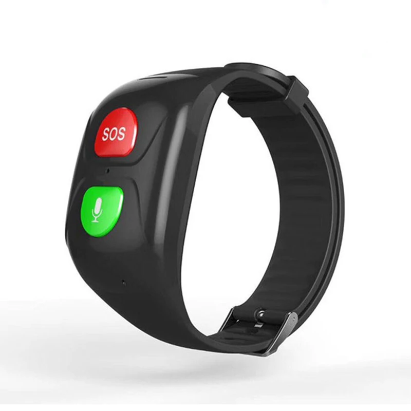 Gps голосовой напоминание SOS смарт-браслет часы gps трекер - Цвет: BLACK