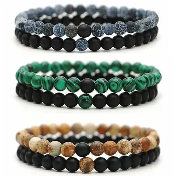 Trendy Men Bracelet Charm Lava Stone Couples Friendship Beads Bracelet For Women Men Jewelry Lover's Gift Pulseira bileklik