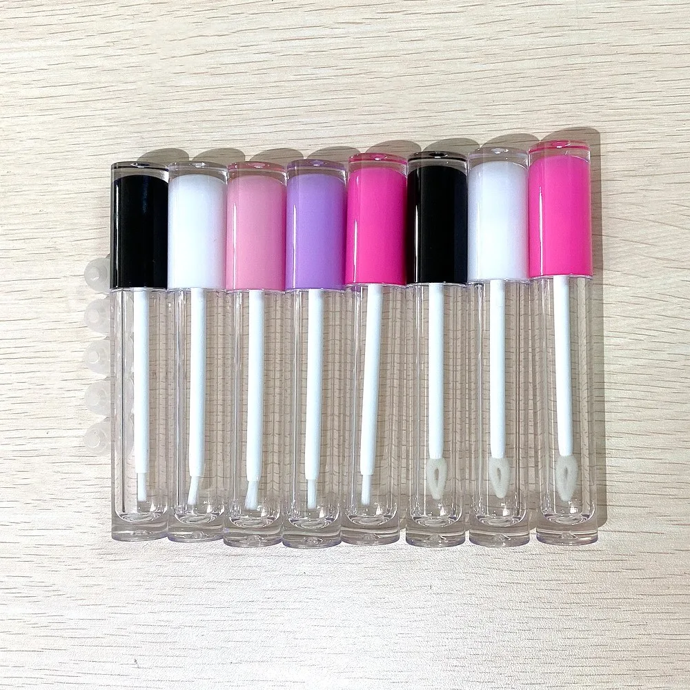 10/30/50pcs 5ml Empty Lip Gloss Tubes Lip Glaze Brush Wand Makeup Container Lipstick Lip Balm Refillable DIY Lipgloss Tube 1pc cosmetic storage dustproof rotating compartment brush tube lipstick eye shadow makeup brush bucket desktop shelf