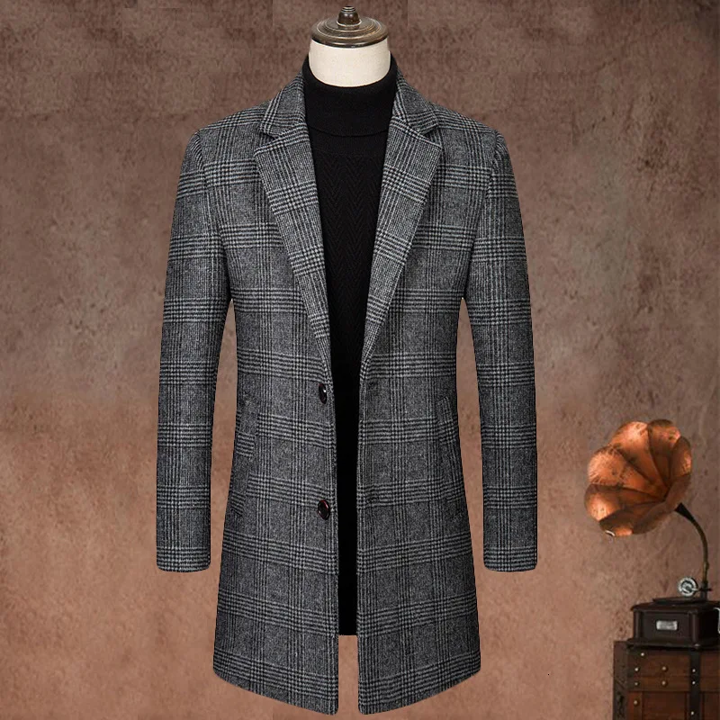 

Season Plover Lattice Wool Wool Overcoat Ephebe Long Fund Woolen Windbreaker Cashmere Buddhist Nun Loose Coat Thickness