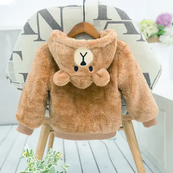 

Boys and Girls Plus Velvet Thick Plush Coat 0-5 Years Old Baby Kids Warm Autumn and Winter Jackets Cute Cartoon Children Clothes