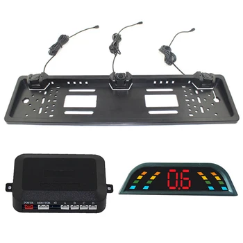 

No Drill Reversing Radar Auto Backlight Alarm Car Accessories Assist Detector Parking Sensor Backup Easy Install Parktronic Led