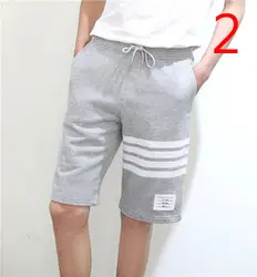 Мужские однотонные повседневные брюки корейские пляжные брюки трендовые пять штанов летние брюки