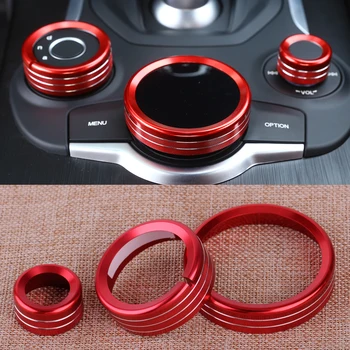 

3Pcs Red Sliver Blue Car Interior Central Control Multimedia Knob Decorative Circle Cover Trim Fit for Alfa Romeo Giulia 2017