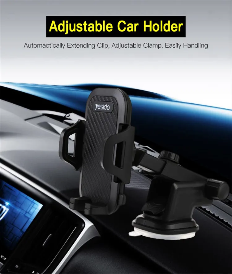 

360 Rotation Environmental Material Adjustable Clamp Car Phone Holder Bracket with Sucker For Universal Mobile Phone C23
