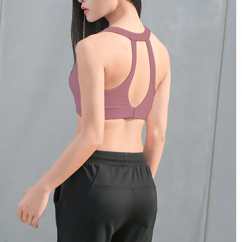 Pink L Size Women Riding Pink Back Sports Bras-High Impact Workout Gym Activewear Bra