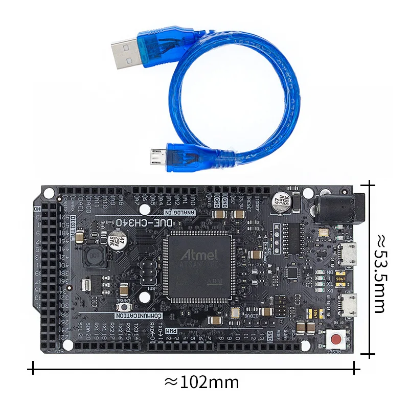 Из-за R3-CH340/DUE R3 плата-ATMEGA16U2/CH340G ATSAM3X8E ARM Главная плата управления с 50 см USB кабель для arduino - Цвет: Black-CH340