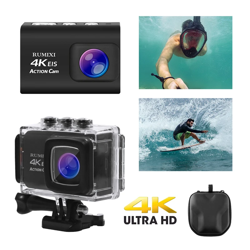 Mount tdog 4K Спортивная экшн-камера с функцией EIS пульт дистанционного управления подводный водонепроницаемый 30 м видео запись Cam с аксессуарами Mount tdog 4K Спортивная экшн-камера с функцией EIS пульт дистанционного управления подводный водонепроницаемый 30 м видео запись Cam с аксессуарами