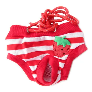 

Pet Dog Physiological Pants Strawberry Print Cotton Pet Dog Panties Strap Sanitary Dog Underwear Diapers Puppy Shorts