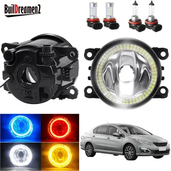 

Angel Eye Fog Light Assembly For Peugeot 408 2017 2018 Car Front Bumper Fog Lamp with Halo Ring Daytime Running Light H11 12V