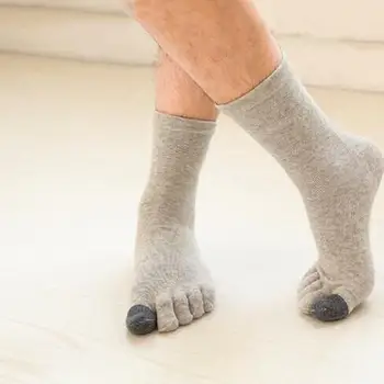 

Men Cotton Casual Sports Soft Breathable Elastic Five Toe Middle Tube Socks
