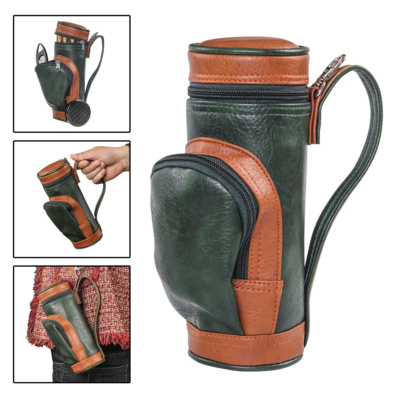 Golf Bag Cigar Case Holder With Cigar Cutter And Humidifier, Portable