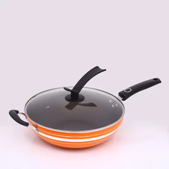 

Wok without oil smoke pot non-stick stainless steel wok household iron pan flat bottom frying pan