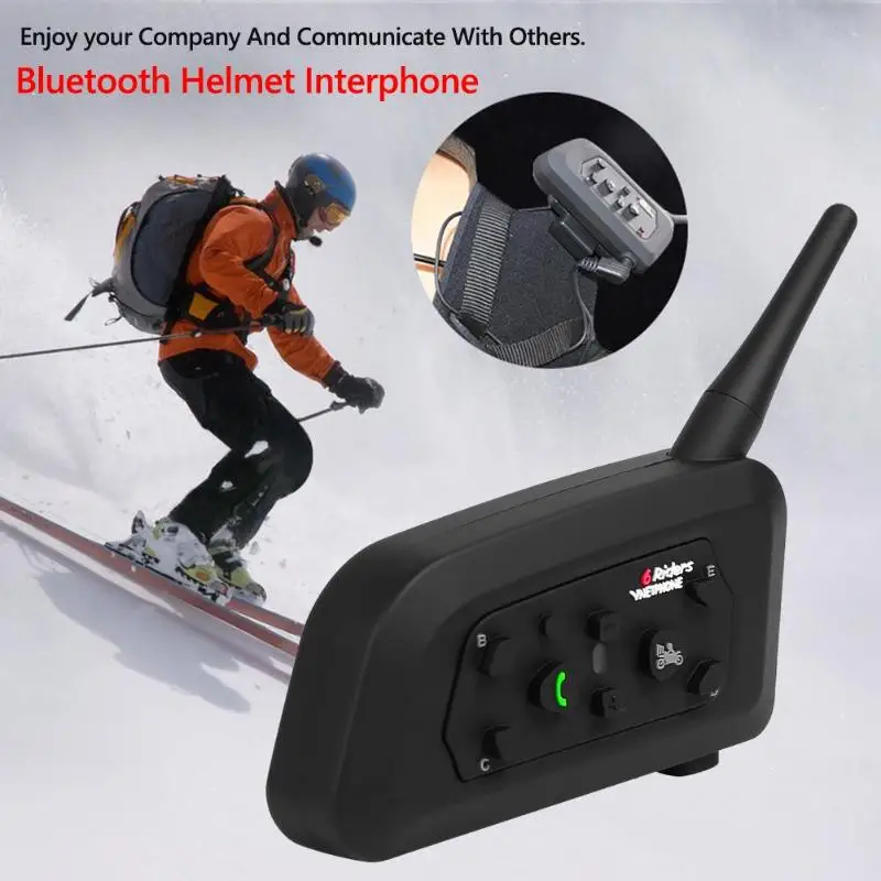 VNETPHONE V6 Интерком шлем Bluetooth гарнитура 1200 м профессиональный водонепроницаемый MP3 gps домофоны наушники беспроводной домофон