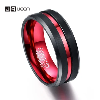 

Nuncad 8MM wide Never Fade tungsten steel rings With single groove red Men's Engagement Wedding Band ring
