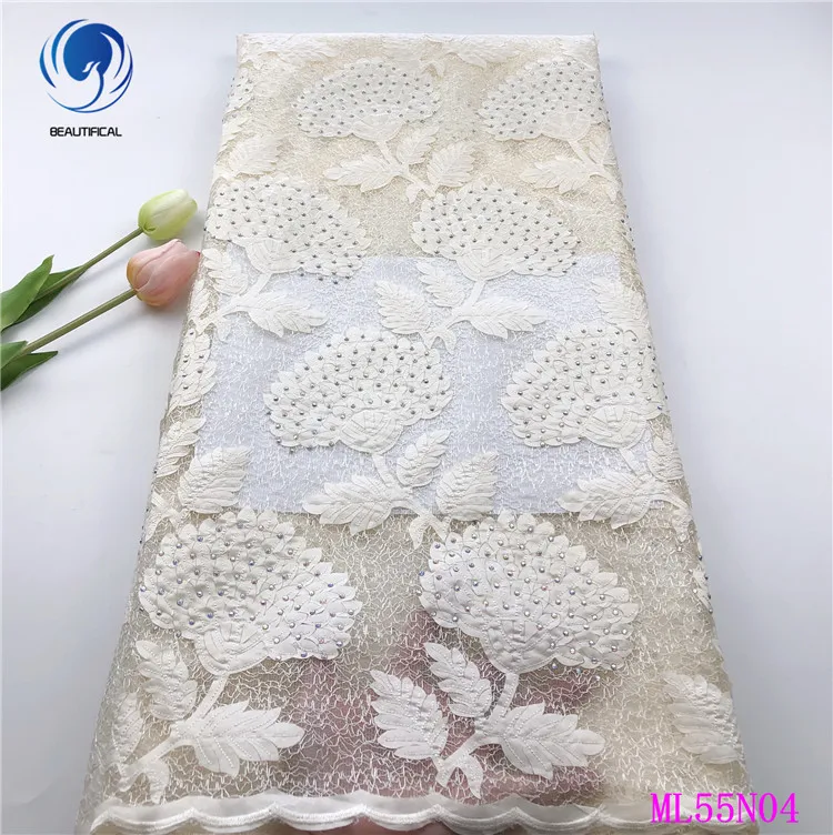 

BEAUTIFICAL Lace Fabric Embroidery Stone African French Lace 2019 High Quality Tulle Net Laces ML55N04