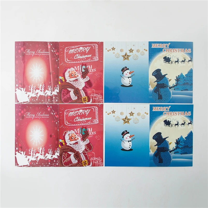 4pcs Christmas Greeting Card DIY Special Diamond Painting Embroidery Greeting Card Birthday Christmas Gift Navidad 40OCT715