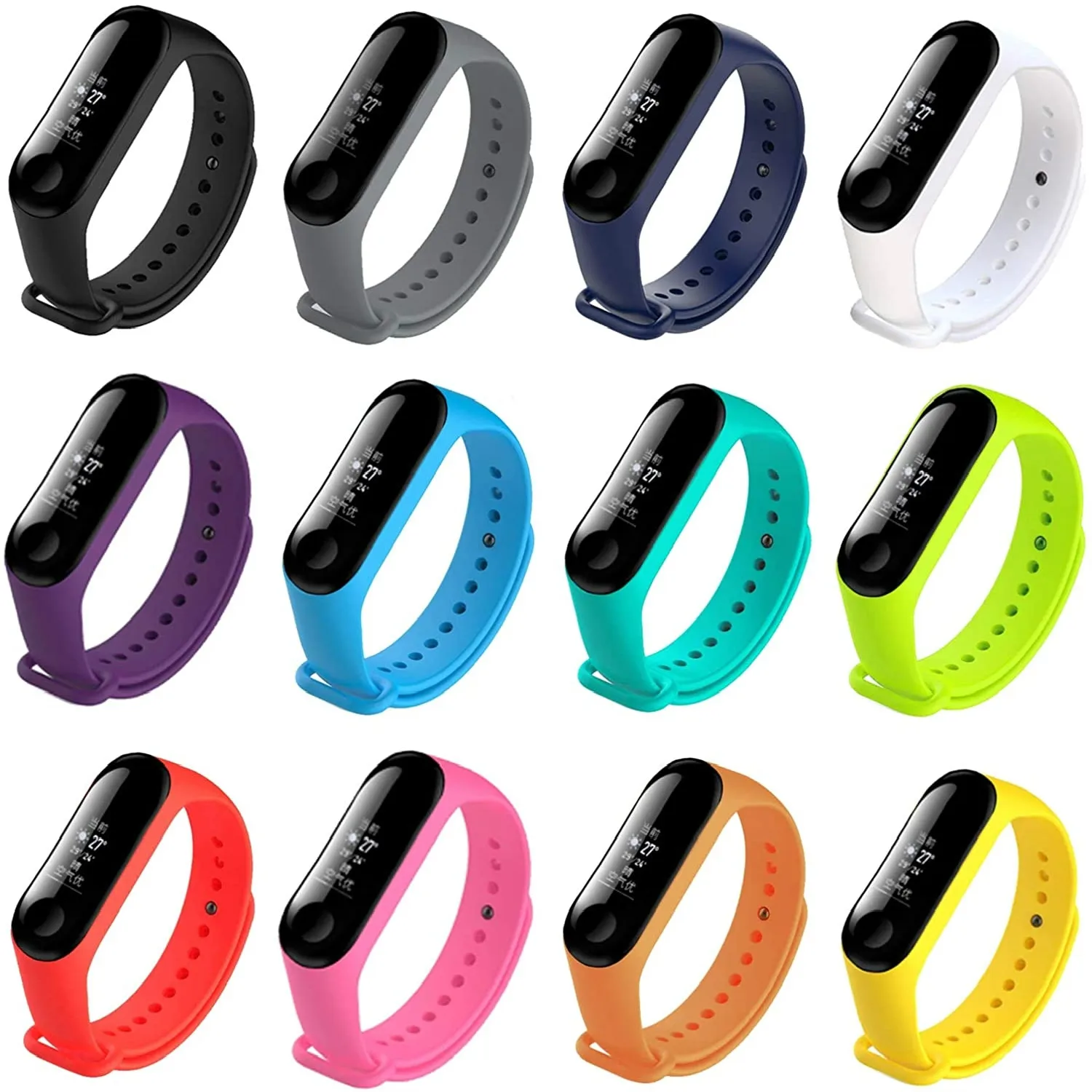 

Ремешок силиконовый для фитнес-браслета Xiaomi Mi Band 3 4, 12 шт.