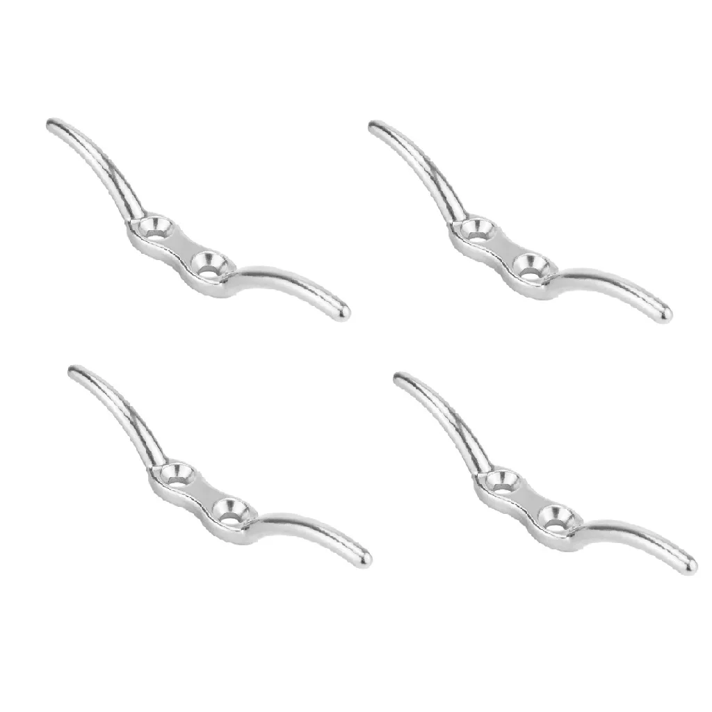 4x Stainless Steel Flagpole Rope Cleat Hook 110mm Boat Mooring Accessories