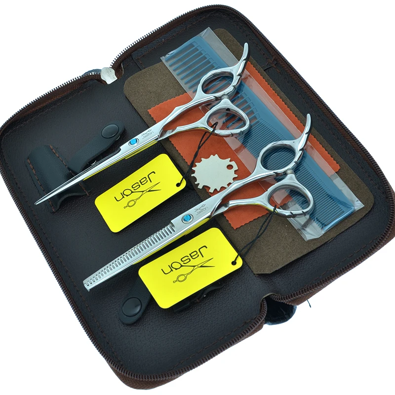 

5.5" 6.0" Barber Scissors Hairdressing Thinning Scissor Salon Hairstylist Tijeras Hair Cutting Shears with Comb Tools Kit A0036D