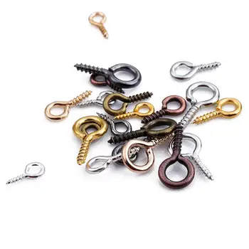 

200pcs Gold/Rhodium/Bronze Tiny Eye Pins Eyepins Hooks Eyelets Screw Threaded Clasps Hooks For DIY Jewelry Making Findings