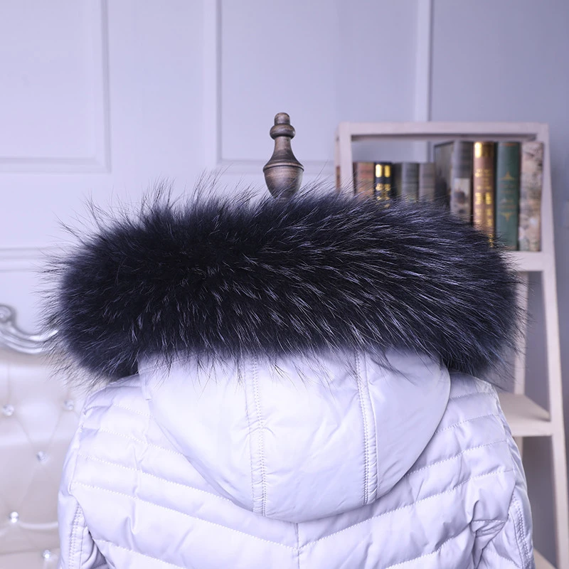 Woman Real Fox Fur Collar Winter New Black Fox Collar Hijab Scarf Coat Jacket Shawl Women Female Collar Furry Fur Collar Scarves - Цвет: Clearing needles