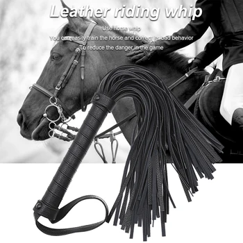 

Equestrian Training Durable With Handle PU Leather Racing Practice Soft Horse Whip Sports Accessories Riding Crop Portable