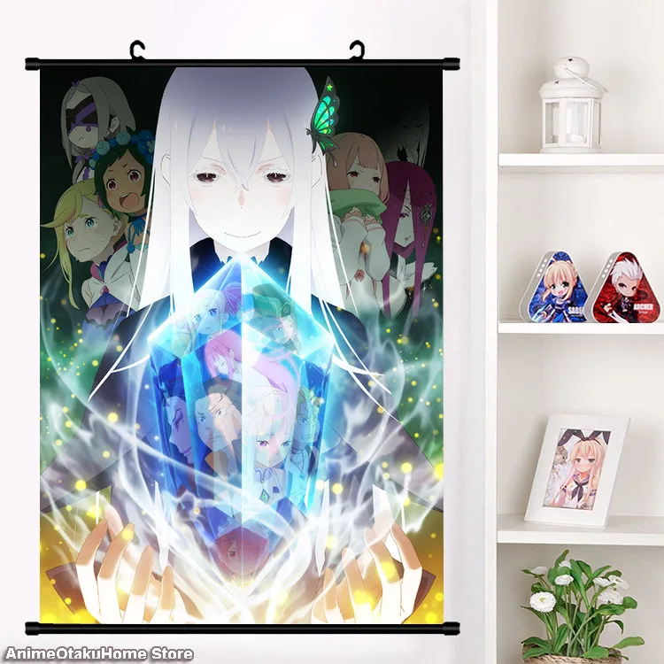 Carmilla Satella Echidna Anime 2 Girl Wall Scroll Decor Set Aliexpress