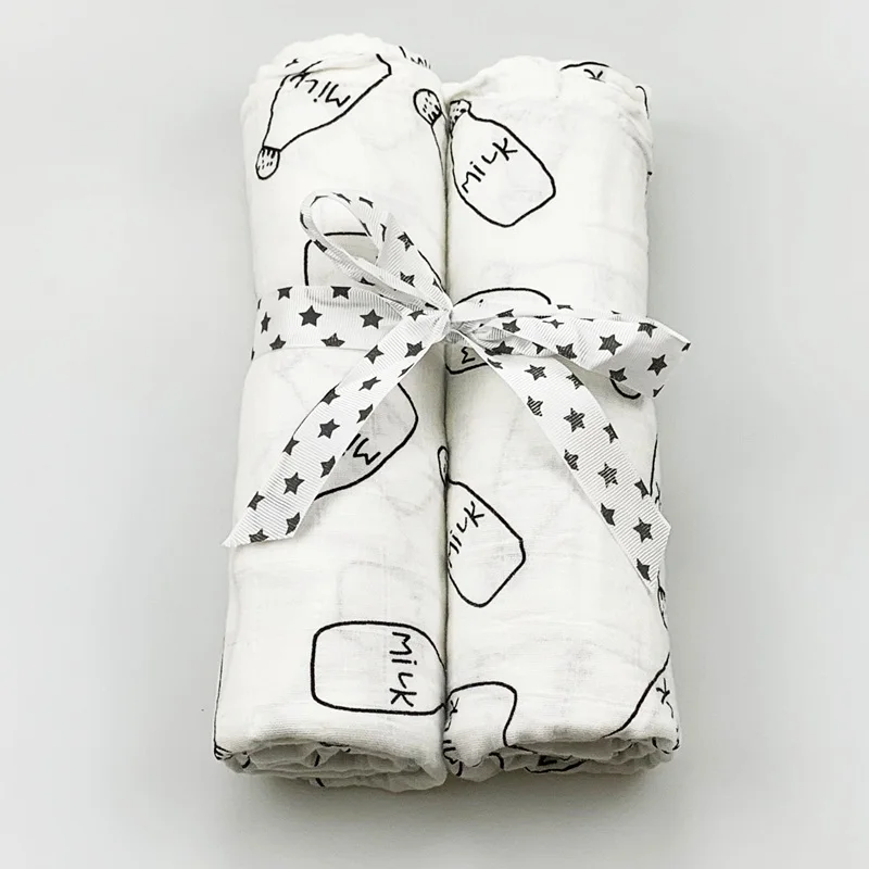20 2pcs/set Newborn Baby Blanket Cotton Blanket Cartoon Pattern Multi-use Infant Stroller Cover Towel Baby Muslin Swaddle Wrap - Цвет: 20