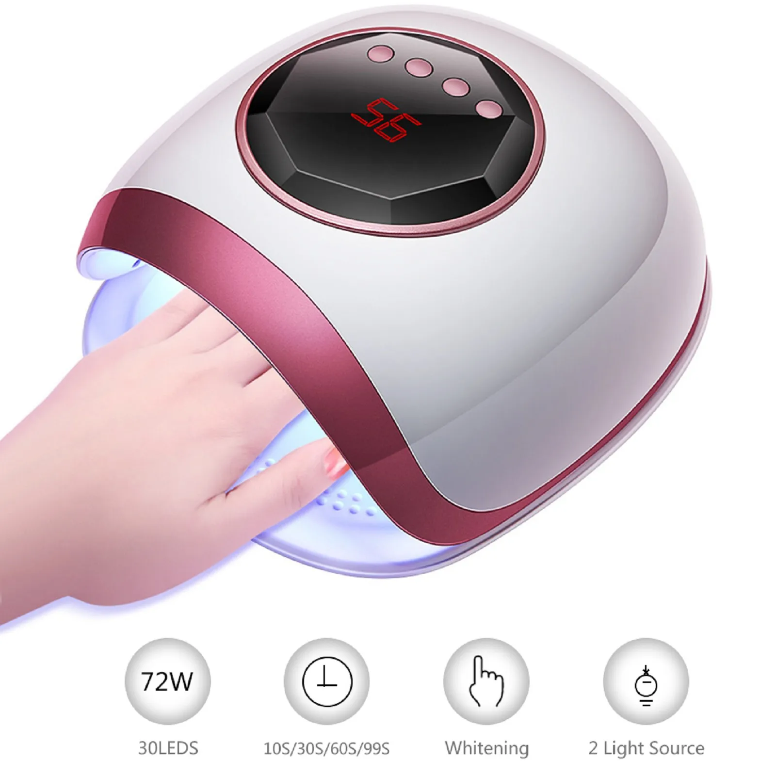 Secador de Luz Máquina com Temporizador Lâmpada do Prego Unha Lâmpada Led Gel Cura Sensor Inteligente Manicure Display Indução 72w 30led uv 10 manicure máquina com temporizador display indução lâmpada do prego