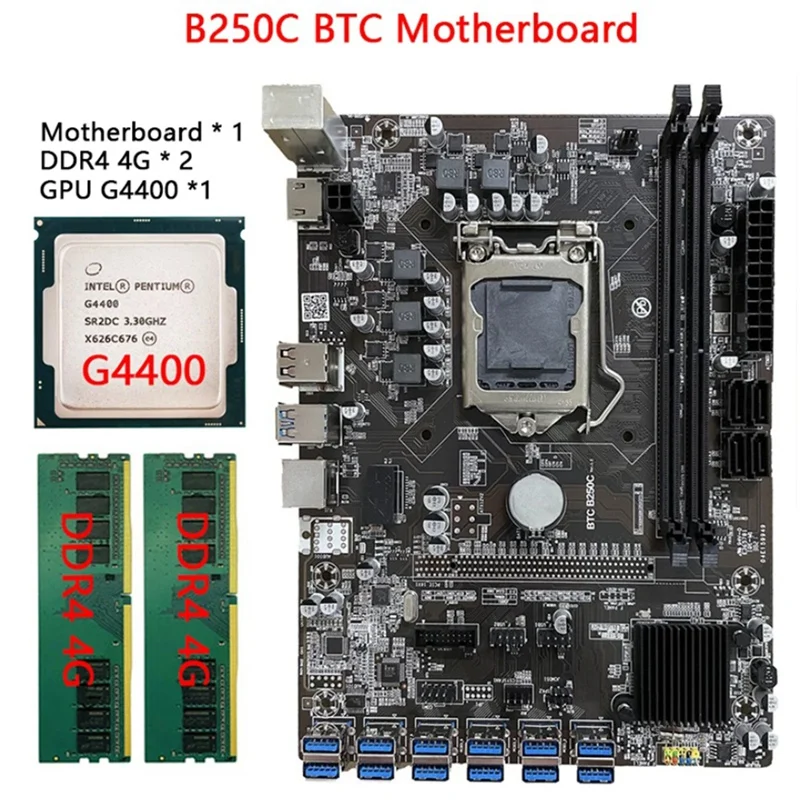 best motherboard for video editing B250C BTC Mining Motherboard 12 USB 3.0 to PCI-E Graphics Card with CPU G4400 DDR4 4Gx2 Support SATA 3.0 for BTC Miner motherboard pc