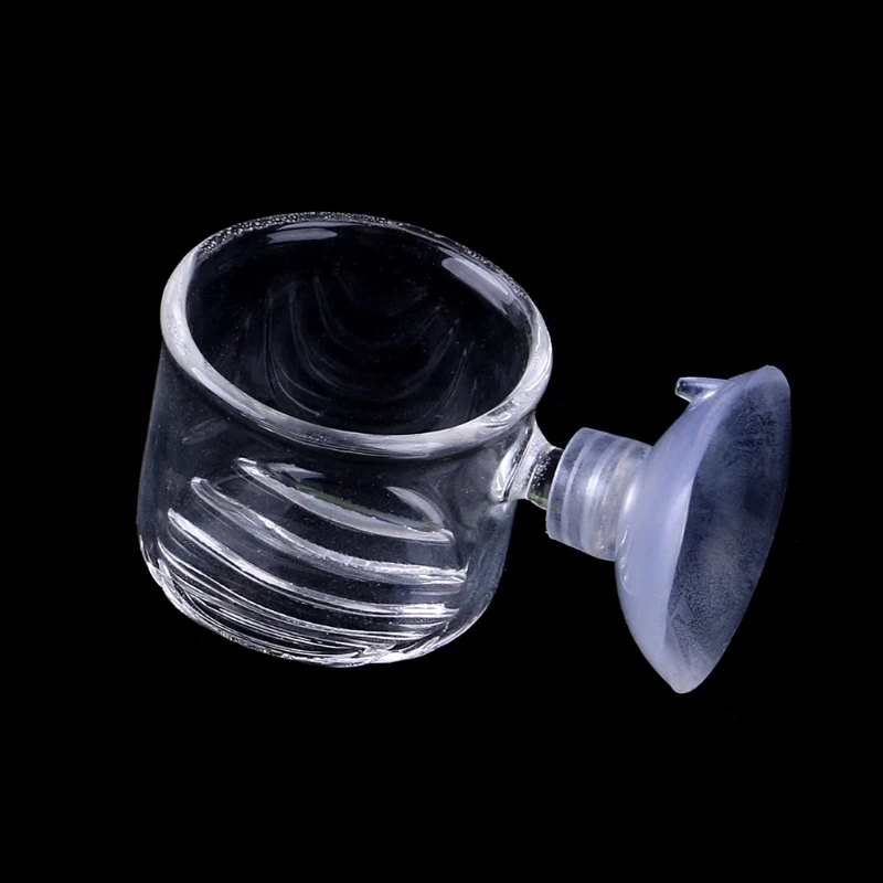 Aquarium Live Red Worm Feeder Brine Shrimp Fish Food Feeding Cups Small Clear Glass for Fish Tank with Suction Cup