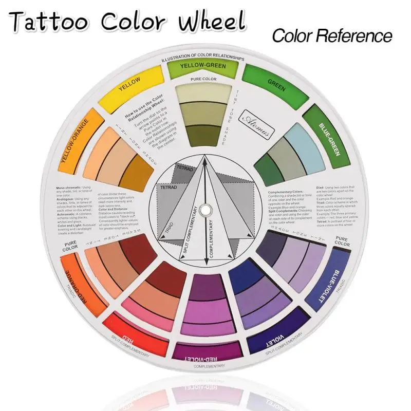 Professional Tattoo Nail Pigment 12 Color Wheel Paper Card Coloring Scheme Three-tier Design Mix Guide | Красота и здоровье