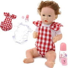 60 см силиконовая кукла реборн с красной клетчатой одеждой живого малыша Реалистичная настоящая девочка кукла как день рождения Рождественская игрушка